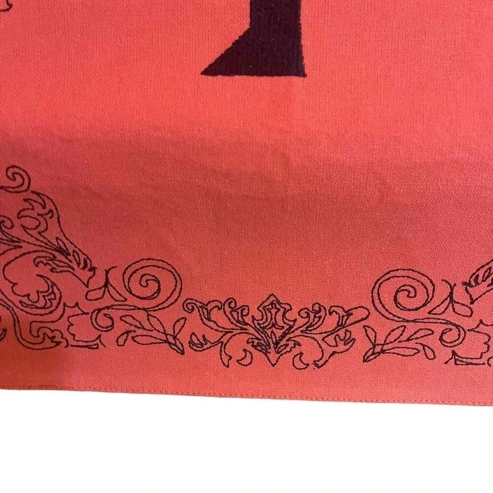 Tag Halloween Table Runner Orange Spooky Tree Bats Filigree Decor‎